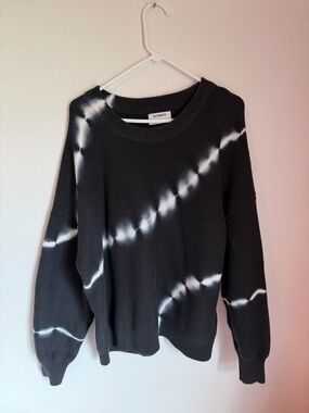 Old Navy Black Tie-Dye Knit Sweater | Oversized | Crewneck | Size XL